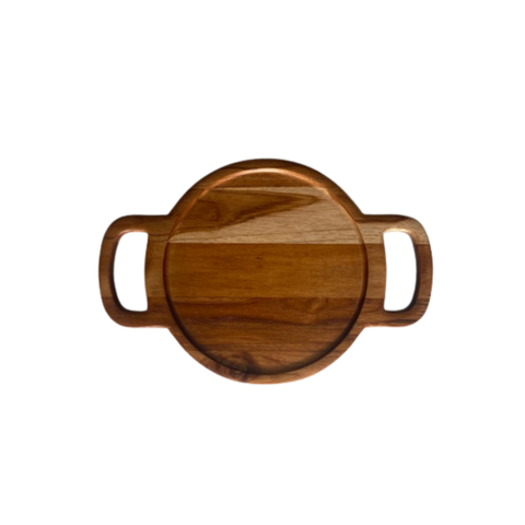 Tábua de Servir e Frios Redonda com Cabo – Madeira de Teca 46x35x2cm