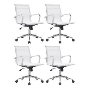 Kit 4 Cadeiras de Escritório Diretor Eames em Tela - Branca