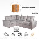 Ver imagem 6 de Sofá de Canto Tera Gold 4 Lugares Reclinável 452cm Bege Linho