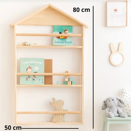 Nicho Triplo Casa kids em Madeira para Livros, Brinquedos e Decoração. - 2