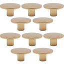 Ver imagem 1 de Kit 10 Puxadores 206 Naico Ponto Redondo Dourado para Móveis Armários e Gavetas