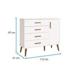 Comoda Sapateira e Guarda Roupa Isis Retrô 3 Portas 2 Gavetas Branco Fosco/ Savana Fosco - Reller - 8