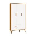 Ver imagem 5 de Comoda Sapateira e Guarda Roupa Isis Pés Retrô 3 Portas 2 Gavetas Branco Fosco/ Savana Fosco - Reller