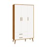 Comoda Sapateira e Guarda Roupa Isis Retrô 3 Portas 2 Gavetas Branco Fosco/ Savana Fosco - Reller - 5