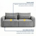 Ver imagem 3 de Sofá Cama Retrátil e Reclinável Veludo Prateada 236cm Montreal
