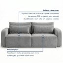 Ver imagem 6 de Sofá Cama Retrátil e Reclinável Veludo Prateada 236cm Montreal
