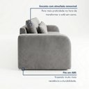 Ver imagem 2 de Sofá Cama Retrátil e Reclinável Veludo Prateada 236cm Montreal