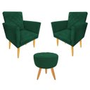 Ver imagem 1 de Kit 2 Poltronas e Puff Maitê Suede Verde para Recepção