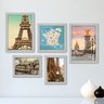 Kit Com 5 Quadros Decorativos - França Paris Mundo Mapa - 144kq01b - 1