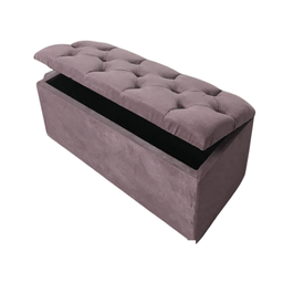 Bau Solteiro Capitonê Pé de Cama Decoração Guarda Objetivos - Rosê - 1