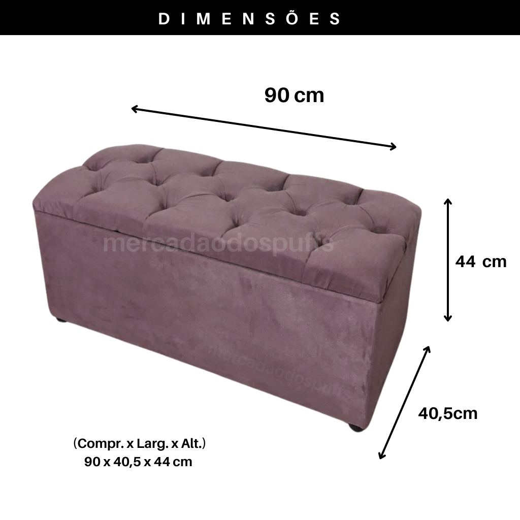 Bau Solteiro Capitonê Pé de Cama Decoração Guarda Objetivos - Rosê - 2