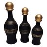 Trio Vasos Pinos de Boliche Grande em Cerâmica Fosca Decor - Black Gold - 1