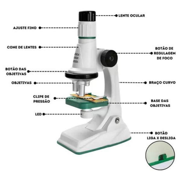 Brinquedo Microscópio Polilab Stem Lentes até 1200x - Polibrinq - 2