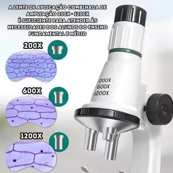 Brinquedo Microscópio Polilab Stem Lentes até 1200x - Polibrinq - 4