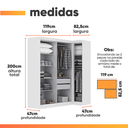 Ver imagem 3 de Guarda Roupas Modulado de Canto Madrid com 5 Portas e 2 Gavetas Maxel