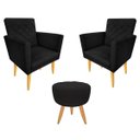 Ver imagem 1 de Kit 2 Poltronas e Puff Maitê Suede Preto para Quarto