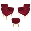 Ver imagem 1 de Kit 2 Poltronas e Puff Maitê Suede Marsalla para Camarim