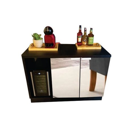 Bar Bancada Balcão para Embutir Adega e Vinhos com Espelho