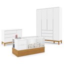 Ver imagem 1 de Quarto de Bebê 4 Portas Nature Clean com Berço Americano Multifuncional Formare Branco Freijó Eco Wo