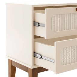 Mesa de Cabeceira 2 Gavetas Santorini Off White 45 Cm com Tela Indiana - 4