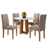Mesa de Jantar 100x100 com 4 Cadeiras Isabela Ipê/Off White/Marrom Rosê - PR Móveis - 1