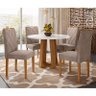 Mesa de Jantar 100x100 com 4 Cadeiras Isabela Ipê/Off White/Marrom Rosê - PR Móveis - 2