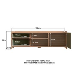 Rack para Tv 75 Polegadas 100% Mdf 58x182cm Flea - 12