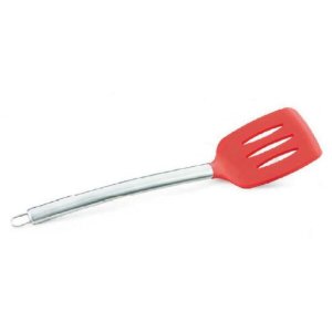 Espátula Vazada de Silicone Vermelho com Cabo em Inox 35.5 cm - Mimo Style - ASA1305