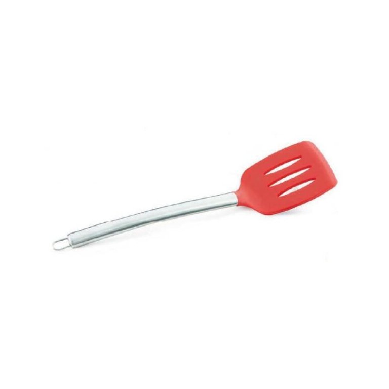 Espátula Vazada de Silicone Vermelho com Cabo em Inox 35.5 cm - Mimo Style - ASA1305