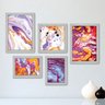 Kit Com 5 Quadros Decorativos - Abstrato Colorido Mármore - 078kq01b - 1