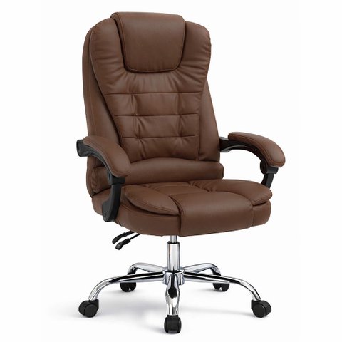 Cadeira de Escritório Presidente Giratória Office Liziê Courino Marrom - Sallar Home