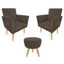 Ver imagem 1 de Kit 2 Poltronas Decorativa e Puff Maitê Marrom Penteadeira