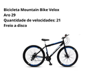 Ver imagem 4 de Bicicleta Mountain Bike Velox Aro 29 Freio Disco 21v Ello Cor:preto/azul