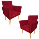 Ver imagem 1 de Kit 2 Poltronas Maitê Suede Vermelho para Camarim