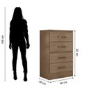 Ver imagem 7 de Kit Guarda-roupa Solteiro 4 Portas e Cômoda 4 Gavetas Lisa Carvalho Oak