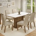 Ver imagem 1 de Conjunto Sala de Jantar Tampo de Madeira 6 Cadeiras Rustic/Branco/Imperial Hortelã Madesa