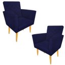 Ver imagem 1 de Kit 2 Poltronas Maitê Suede Azul Marinho Pés Palito