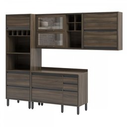 Cozinha Completa Thela Canela 7 Portas 5 Gavetas Nogueira - Telasul - 2