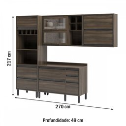 Cozinha Completa Thela Canela 7 Portas 5 Gavetas Nogueira - Telasul - 3