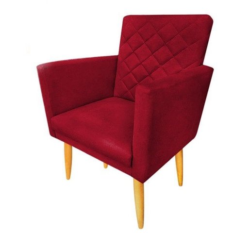Poltrona Maitê Suede Vermelho para Penteadeira