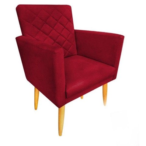 Poltrona Decorativa Maitê Suede Vermelho para Penteadeira