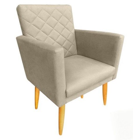 Poltrona Maitê Suede Bege para Leitura