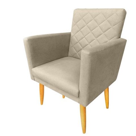 Poltrona Decorativa Maitê Suede Bege para Penteadeira