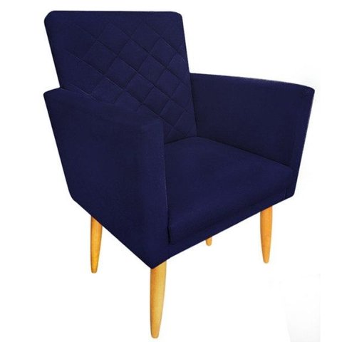 Poltrona Decorativa Maitê Suede Azul Marinho para Escritório