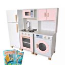 Ver imagem 1 de Kit Mini Cozinha Infantil com Geladeira e Máquina de Lavar - Rosa Bebê