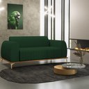Ver imagem 2 de Sofá 2 Lugares para Sala de Estar Molino 150 Cm D02 Pés D'ouro Veludo Verde Musgo C-303 - Lyam