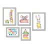 Kit Com 5 Quadros Decorativos - Animais - Livros - Infantil - Educação - 323kq01b - 1