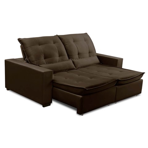 Sofa Retratil Reclinavel 2 Lugares 2,40m Atlantis Veludo Marrom Lansofbr Lansof Brasil