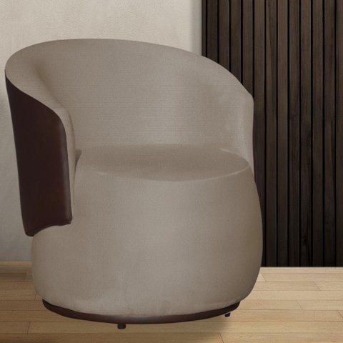 Poltrona Organica Beatriz Suede Cappuccino C/ Composê Corano Marrom - Lm Decor
