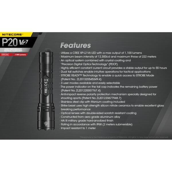 Lanterna Nitecore P20V2 1100 Lúmens - 2